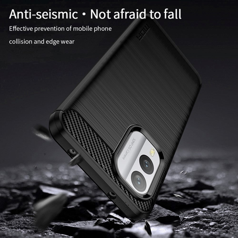 Nokia X30 Mofi Brushed Carbon Fiber Flexible Plastic Case - Black