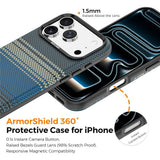 iPhone 18 Pro EIDERWOOD Case with Patterned Faux Leather Back - MagSafe Compatible - Blue