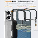 iPhone 18 Pro EIDERWOOD Case with Patterned Faux Leather Back - MagSafe Compatible - Blue