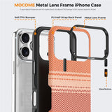 iPhone 18 Pro EIDERWOOD Case with Patterned Faux Leather Back - MagSafe Compatible - Orange