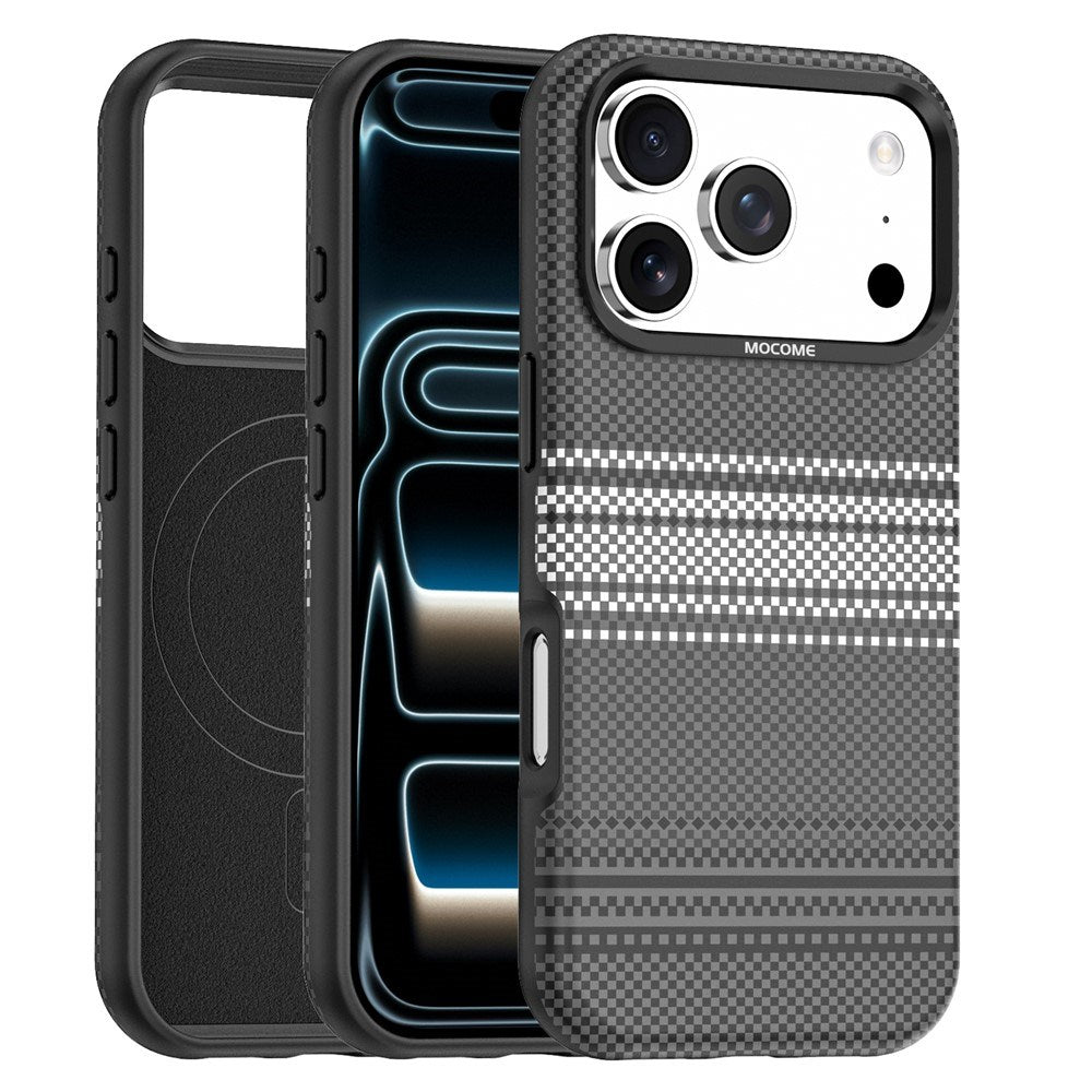 iPhone 18 Pro EIDERWOOD Case with Patterned Faux Leather Back - MagSafe Compatible - Grey