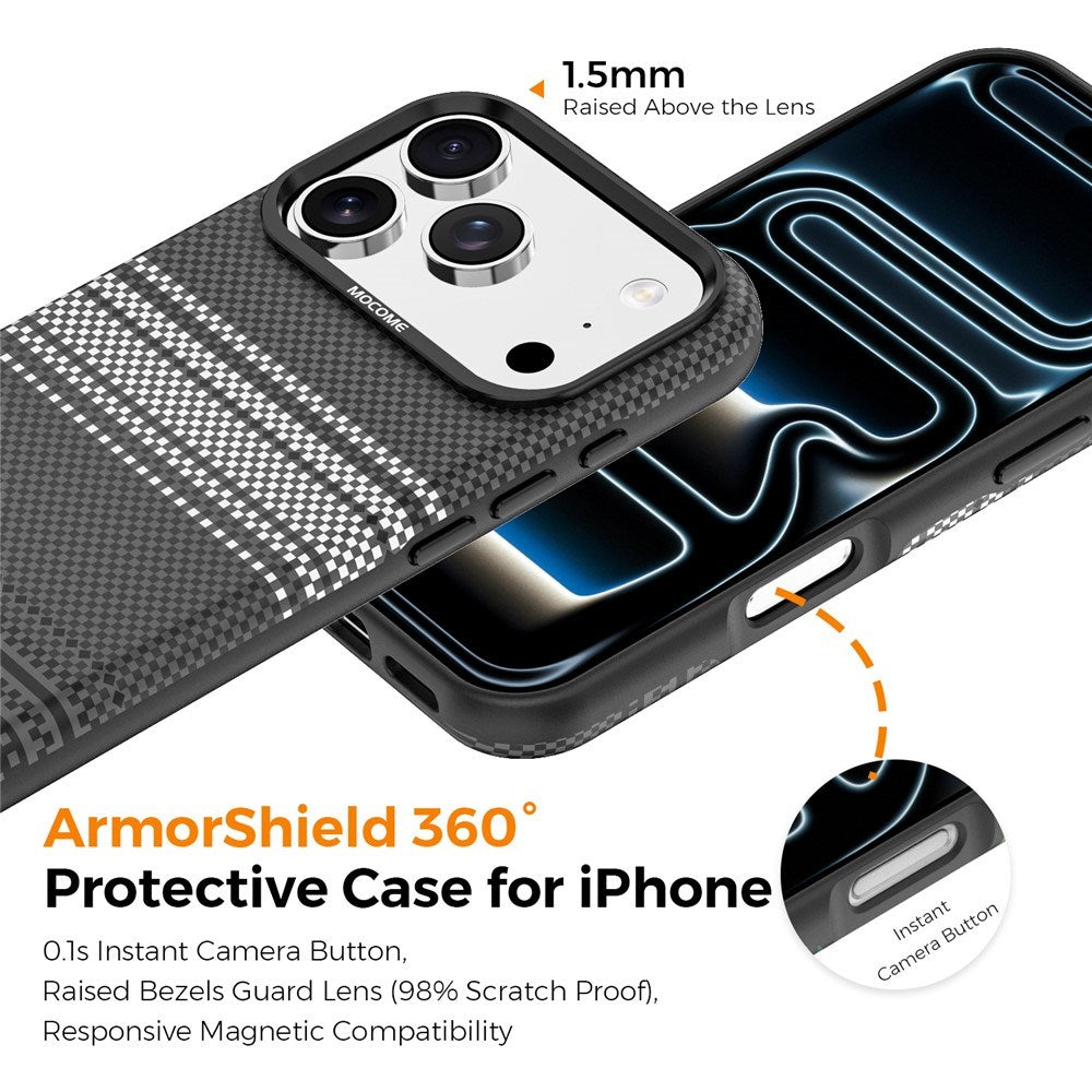 iPhone 18 Pro EIDERWOOD Case with Patterned Faux Leather Back - MagSafe Compatible - Grey