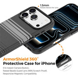 iPhone 18 Pro EIDERWOOD Case with Patterned Faux Leather Back - MagSafe Compatible - Grey