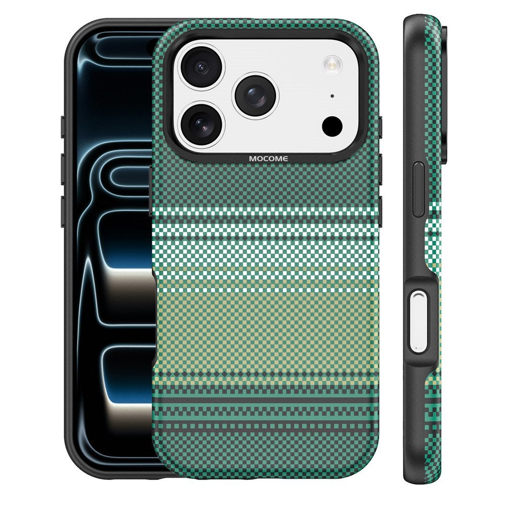 iPhone 18 Pro EIDERWOOD Case with Patterned Faux Leather Back - MagSafe Compatible - Green