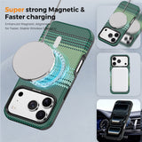 iPhone 18 Pro EIDERWOOD Case with Patterned Faux Leather Back - MagSafe Compatible - Green