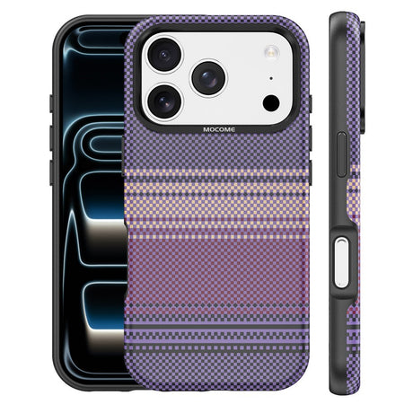 iPhone 18 Pro EIDERWOOD Case with Patterned Faux Leather Back - MagSafe Compatible - Purple