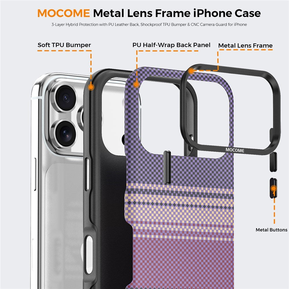 iPhone 18 Pro EIDERWOOD Case with Patterned Faux Leather Back - MagSafe Compatible - Purple