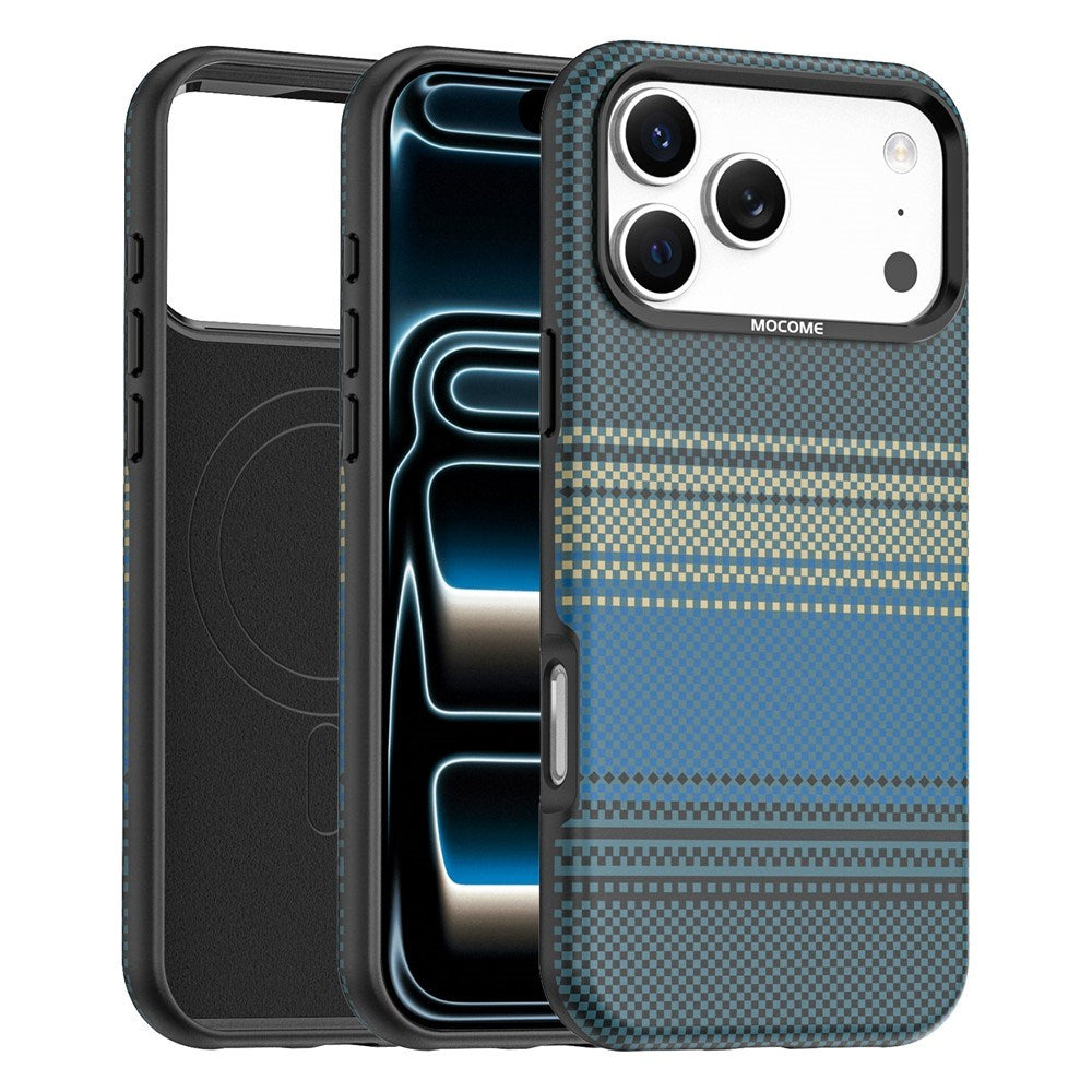 iPhone 18 Pro Max EIDERWOOD Case with Patterned Faux Leather Back - MagSafe Compatible - Blue