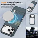 iPhone 18 Pro Max EIDERWOOD Case with Patterned Faux Leather Back - MagSafe Compatible - Blue