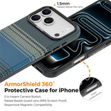 iPhone 18 Pro Max EIDERWOOD Case with Patterned Faux Leather Back - MagSafe Compatible - Blue