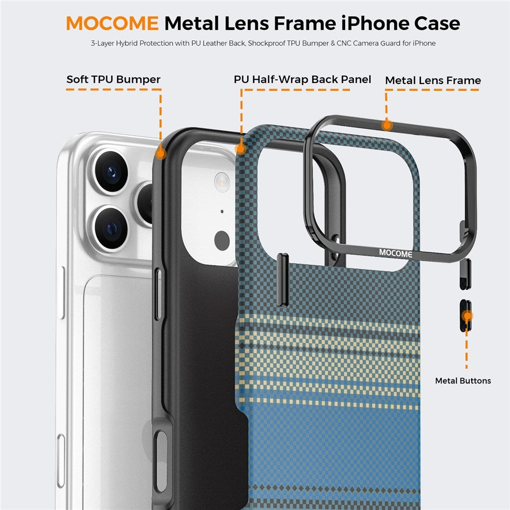 iPhone 18 Pro Max EIDERWOOD Case with Patterned Faux Leather Back - MagSafe Compatible - Blue