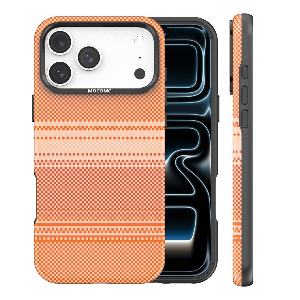 iPhone 18 Pro Max EIDERWOOD Case with Patterned Faux Leather Back - MagSafe Compatible - Orange