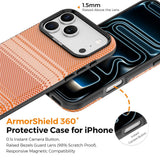 iPhone 18 Pro Max EIDERWOOD Case with Patterned Faux Leather Back - MagSafe Compatible - Orange