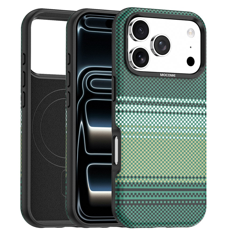 iPhone 18 Pro Max EIDERWOOD Case with Patterned Faux Leather Back - MagSafe Compatible - Green