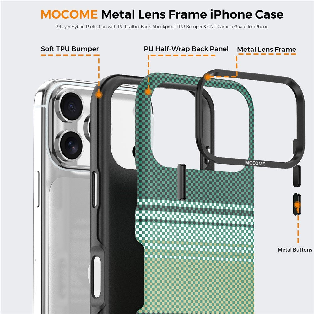 iPhone 18 Pro Max EIDERWOOD Case with Patterned Faux Leather Back - MagSafe Compatible - Green