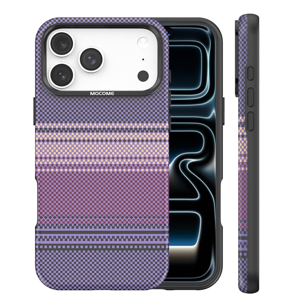 iPhone 18 Pro Max EIDERWOOD Case with Patterned Faux Leather Back - MagSafe Compatible - Purple
