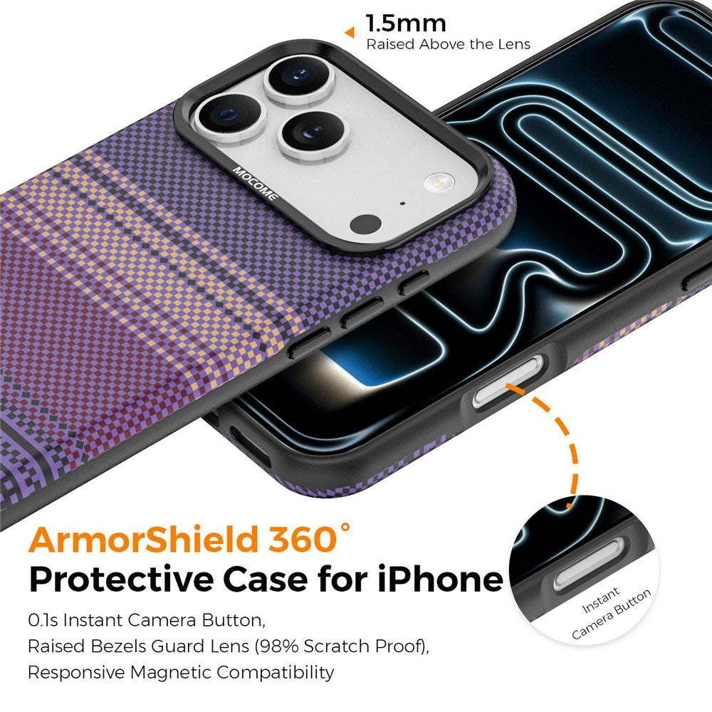 iPhone 18 Pro Max EIDERWOOD Case with Patterned Faux Leather Back - MagSafe Compatible - Purple