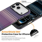 iPhone 18 Pro Max EIDERWOOD Case with Patterned Faux Leather Back - MagSafe Compatible - Purple