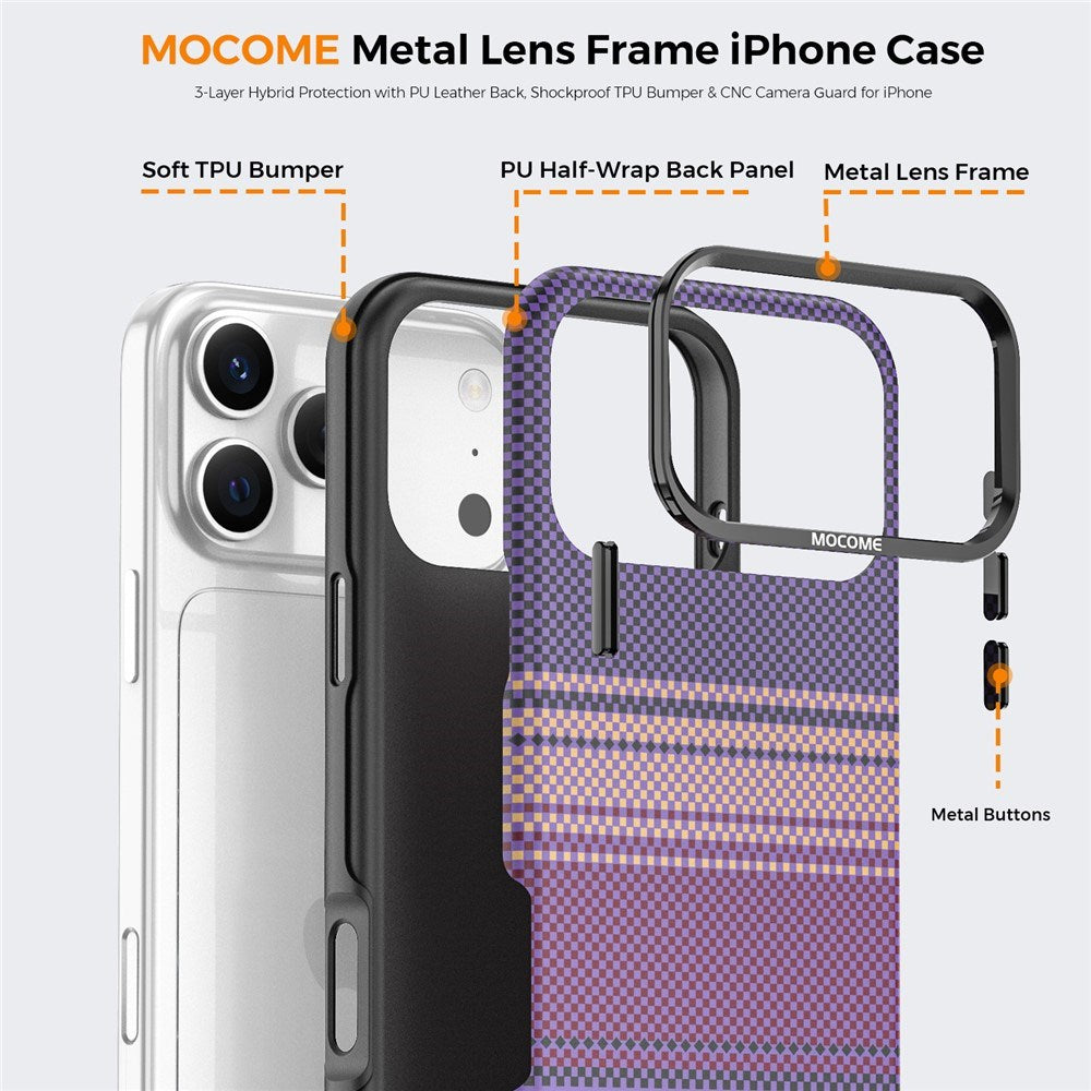 iPhone 18 Pro Max EIDERWOOD Case with Patterned Faux Leather Back - MagSafe Compatible - Purple