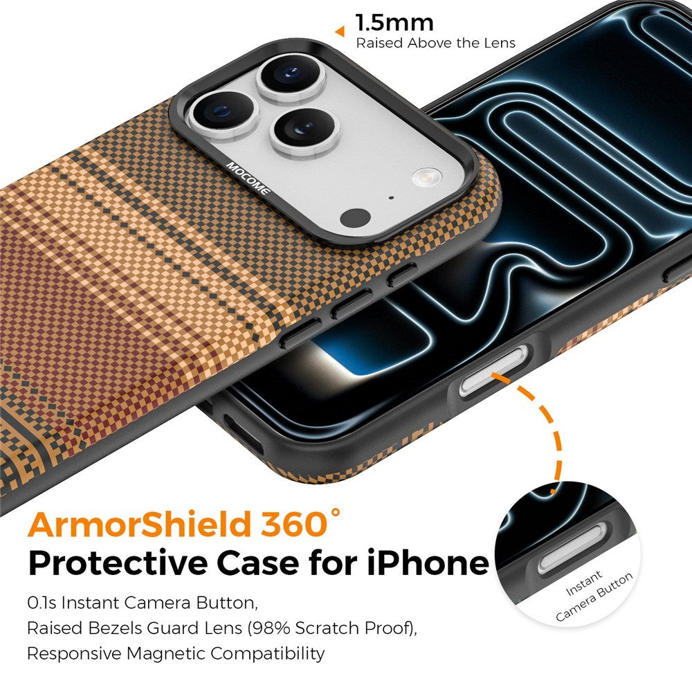iPhone 18 Pro Max EIDERWOOD Case with Patterned Faux Leather Back - MagSafe Compatible - Brown