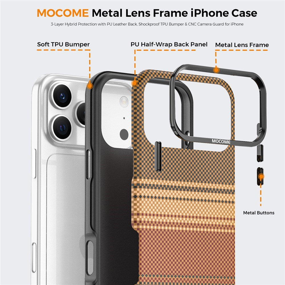 iPhone 18 Pro Max EIDERWOOD Case with Patterned Faux Leather Back - MagSafe Compatible - Brown
