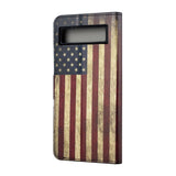 Google Pixel 7A Leather Case w. Wallet & Stand Function - American Flag