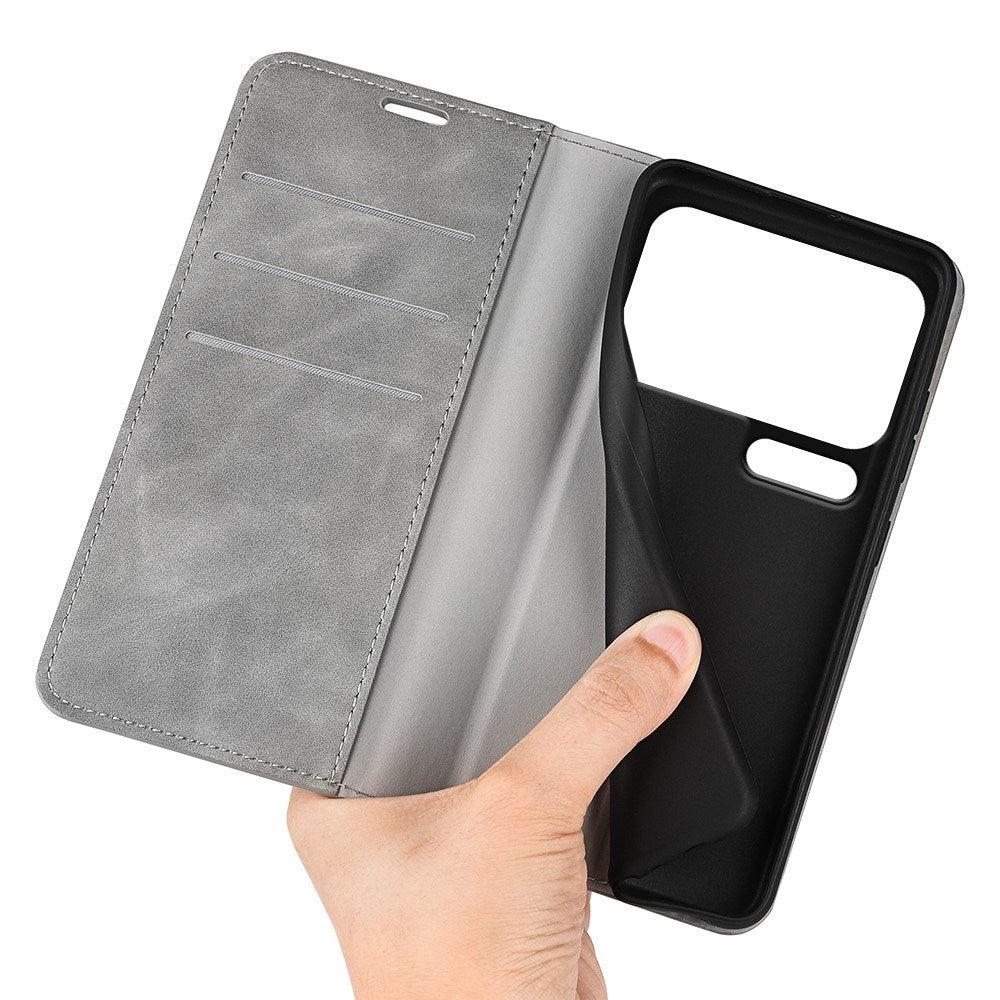 Xiaomi 18 Pro Max EIDERWOOD Artificial Leather Flip Case with Wallet and Stand Function - Grey