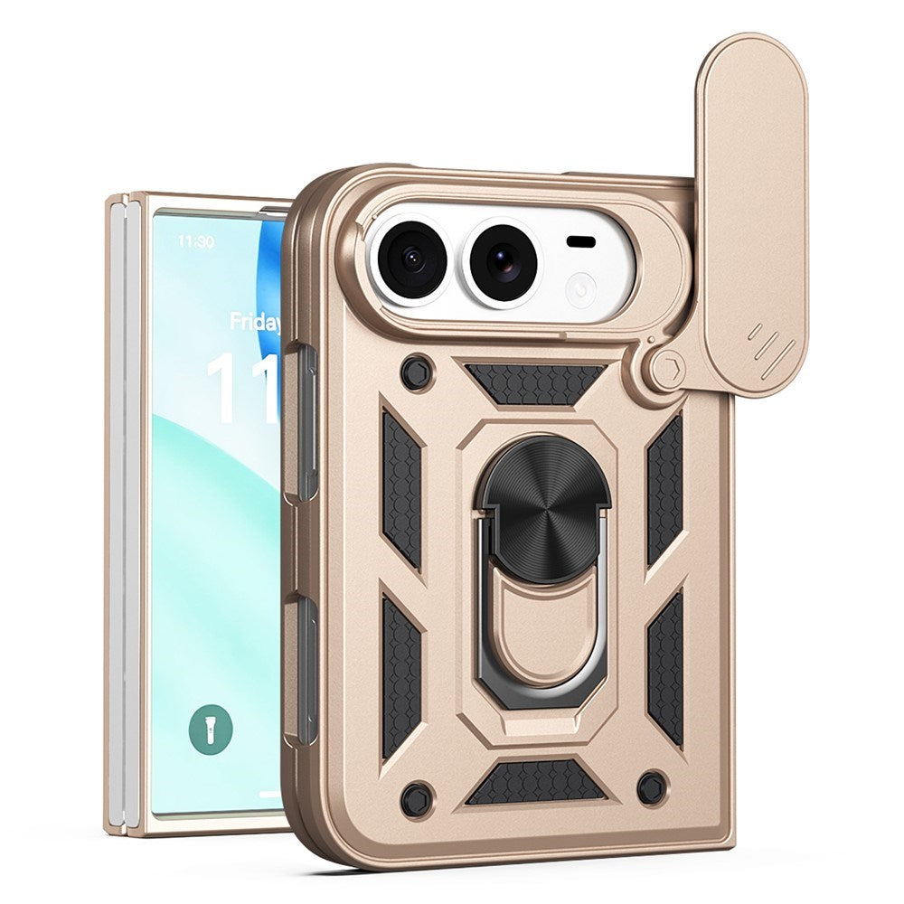 iPhone Fold EIDERWOOD Hybrid Tough Case with Kickstand & Cam Slider - Gold