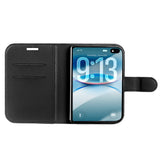 iPhone Fold EIDERWOOD Faux Leather Flip Case w. Card Holder & Stand Function - Black