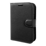 iPhone Fold EIDERWOOD Faux Leather Flip Case w. Card Holder & Stand Function - Black