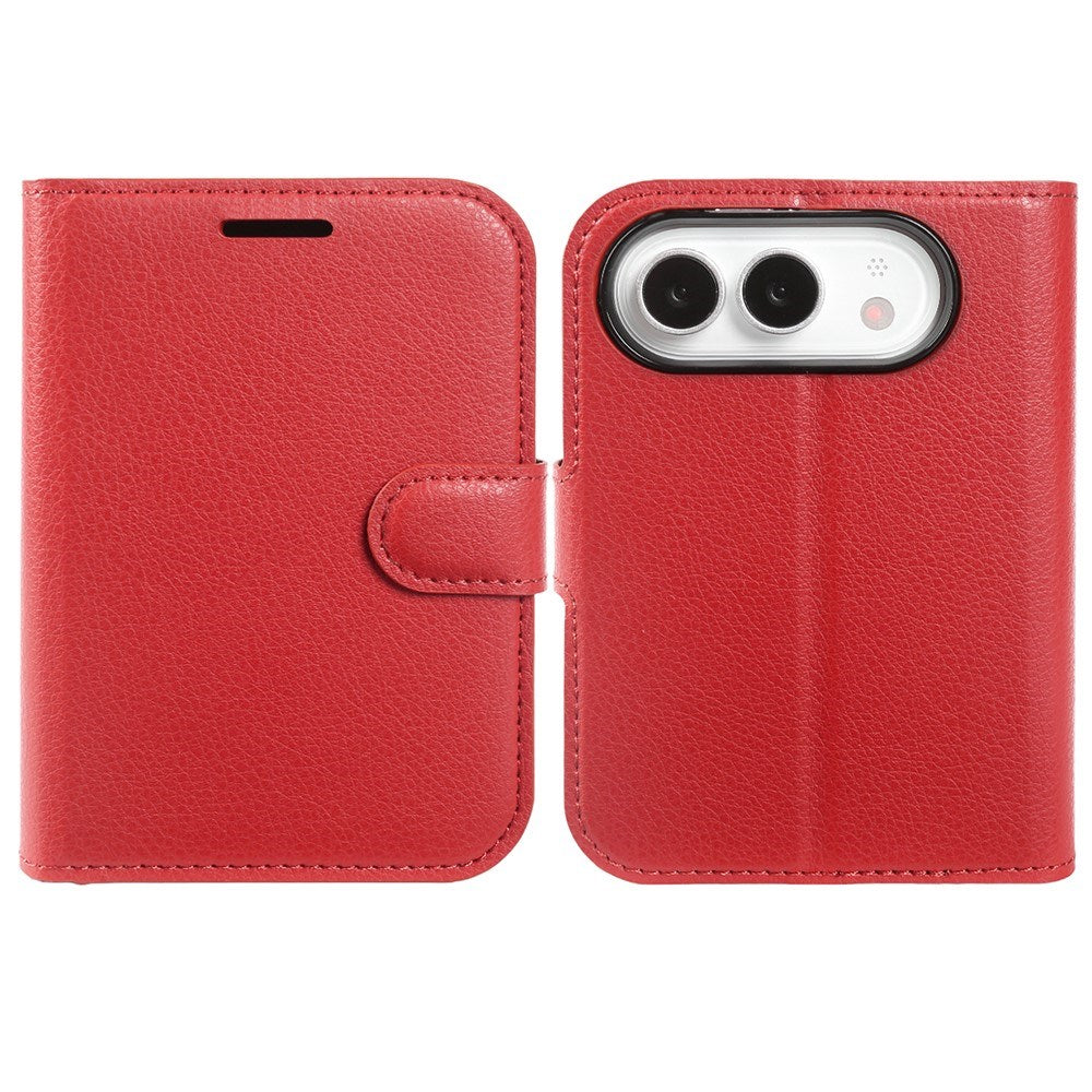 iPhone Fold EIDERWOOD Faux Leather Flip Case w. Card Holder & Stand Function - Red