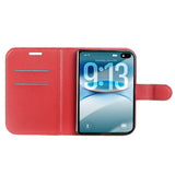 iPhone Fold EIDERWOOD Faux Leather Flip Case w. Card Holder & Stand Function - Red