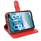 iPhone Fold EIDERWOOD Faux Leather Flip Case w. Card Holder & Stand Function - Red