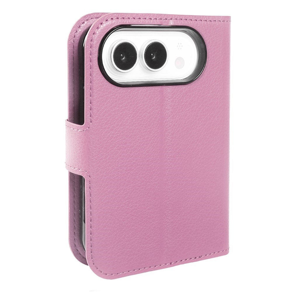 iPhone Fold EIDERWOOD Faux Leather Flip Case w. Card Holder & Stand Function - Pink