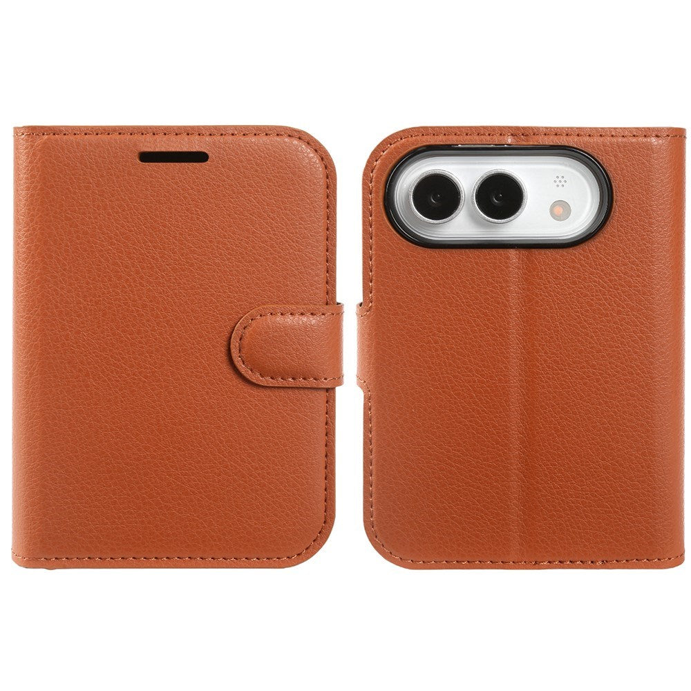 iPhone Fold EIDERWOOD Faux Leather Flip Case w. Card Holder & Stand Function - Brown