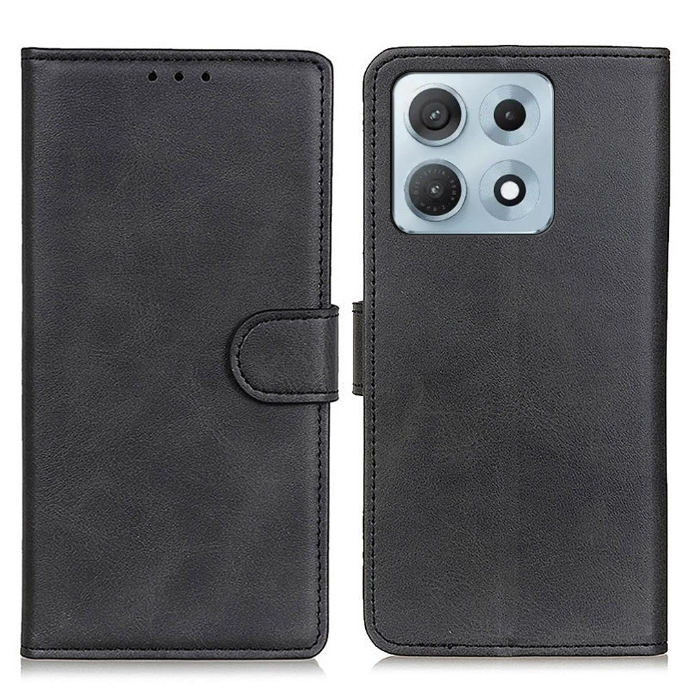 Motorola Edge 70 Max EIDERWOOD Faux Leather Flip Case w. Card Holder & Stand Function - Black