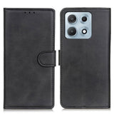 Motorola Edge 70 Max EIDERWOOD Faux Leather Flip Case w. Card Holder & Stand Function - Black
