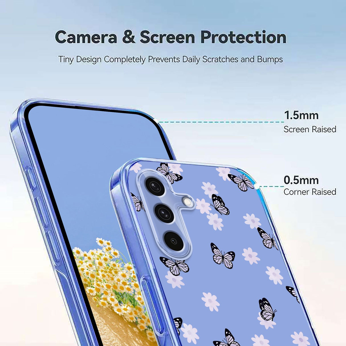 Samsung Galaxy S26 FE EIDERWOOD Flexible Plastic Case with Floral Motif - Transparent / Butterflies