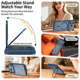 iPhone 18 Pro Max / 17 Pro Max Hybrid Plastic Case w. Shock-Absorbing Edges & Kickstand - MagSafe Compatible - Blue