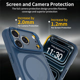 iPhone 18 Pro Max / 17 Pro Max Hybrid Plastic Case w. Shock-Absorbing Edges & Kickstand - MagSafe Compatible - Blue