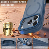 iPhone 18 Pro Max / 17 Pro Max Hybrid Plastic Case w. Shock-Absorbing Edges & Kickstand - MagSafe Compatible - Blue