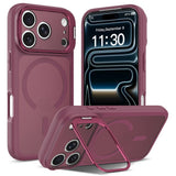 iPhone 18 Pro Max / 17 Pro Max Hybrid Plastic Case w. Shock-Absorbing Edges & Kickstand - MagSafe Compatible - Red