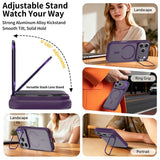 iPhone 18 Pro / 17 Pro Hybrid Plastic Case w. Shock-Absorbing Edges & Kickstand - MagSafe Compatible - Purple
