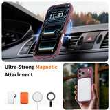 iPhone 18 Pro / 17 Pro Hybrid Plastic Case w. Shock-Absorbing Edges & Kickstand - MagSafe Compatible - Red