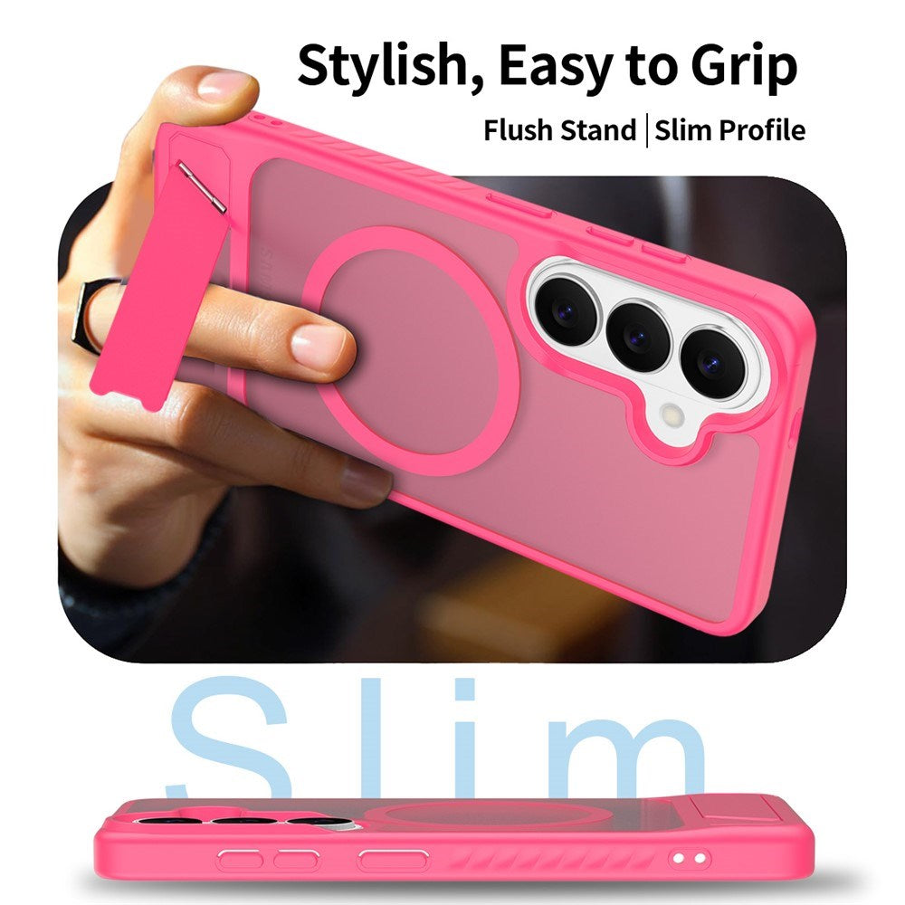 Samsung Galaxy S26 FE / S25 FE EIDERWOOD Hybrid Case with Kickstand - MagSafe Compatible - Hot Pink