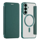 Samsung Galaxy S26 FE EIDERWOOD Flip Case with RFID Blocking and Camera Lens Protection - Green / Transparent