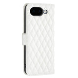Google Pixel 11a EIDERWOOD Textured Faux Leather Flip Case with Card Holder & Stand Function - White