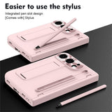 iPhone Fold EIDERWOOD Case with Screen Protector, Camera Protector and Stylus - Pink