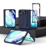 iPhone Fold EIDERWOOD Case with Screen Protector, Camera Protector and Stylus - Blue