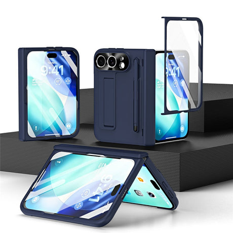 iPhone Duo EIDERWOOD Case with Screen Protector, Camera Protector and Stylus - Blue